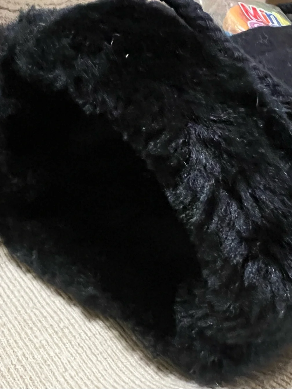 UNBRANDED Girls Black Wool Muff Hand Warmer With Pocket